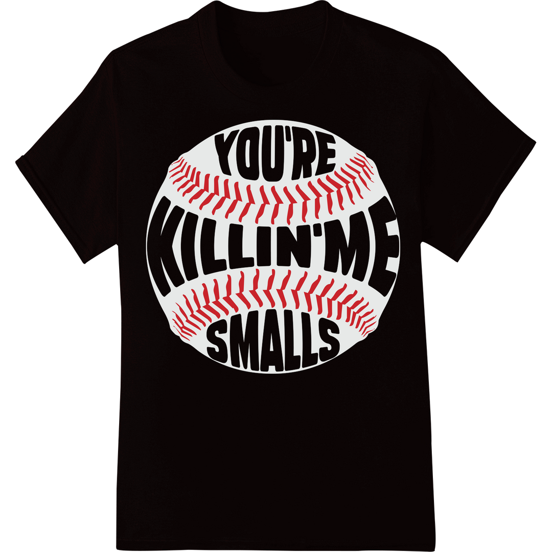 Batter Up: Bold Baseball Stitching DTF Transfer Print on black shirt - SUPERDTF-DTF Prints-DTF Transfers-Custom DTF Prints