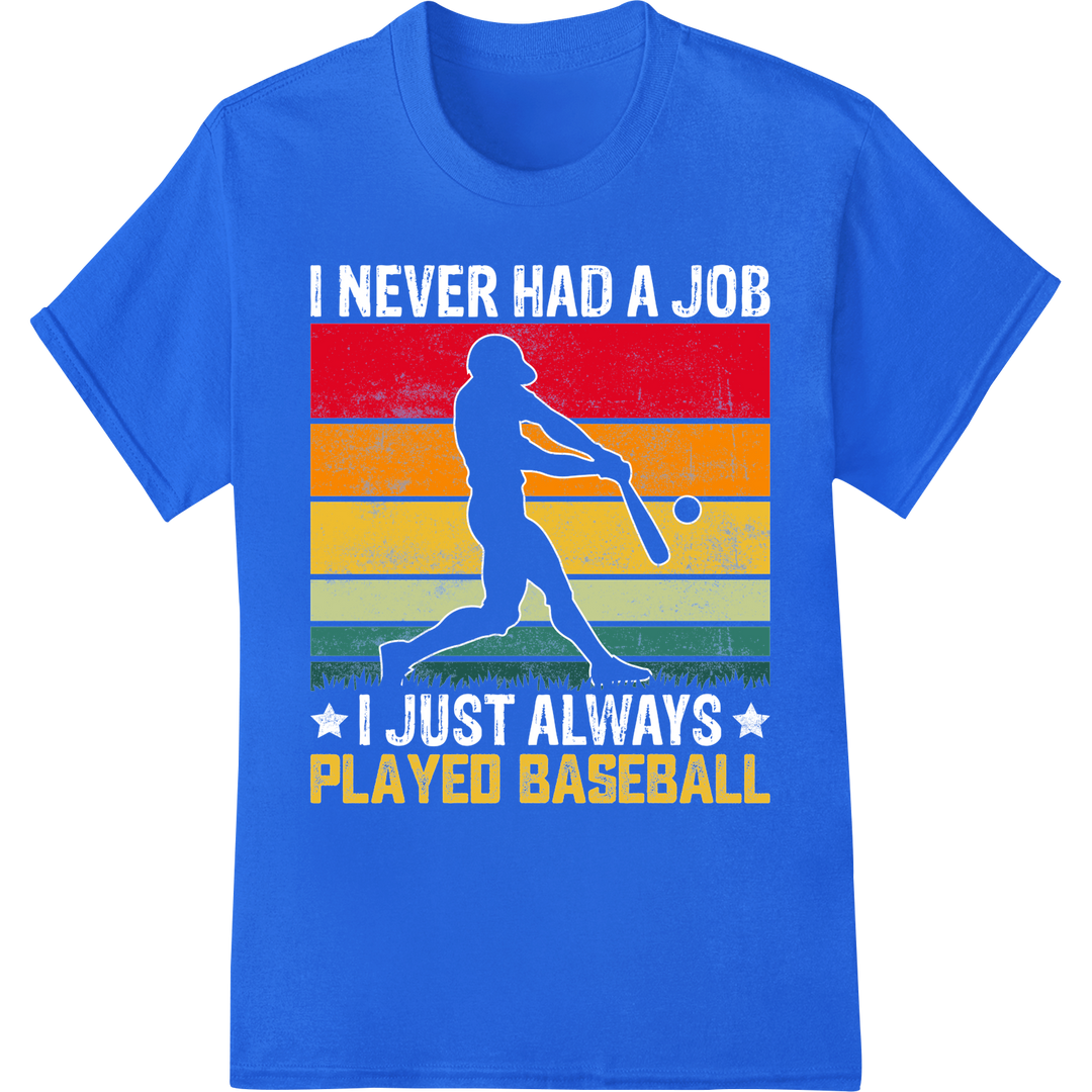 Vibrant 'Played Baseball' DTF Print Heat Transfer on blue shirt - SUPERDTF-DTF Prints-DTF Transfers-Custom DTF Prints