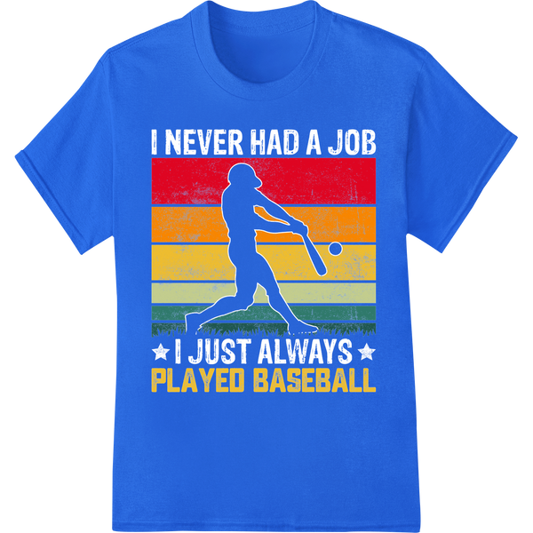 Vibrant 'Played Baseball' DTF Print Heat Transfer on blue shirt - SUPERDTF-DTF Prints-DTF Transfers-Custom DTF Prints