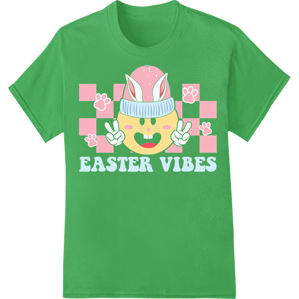 Retro Easter Bunny Vibes DTF Transfer Print | Super DTF on green shirt - SUPERDTF-DTF Prints-DTF Transfers-Custom DTF Prints