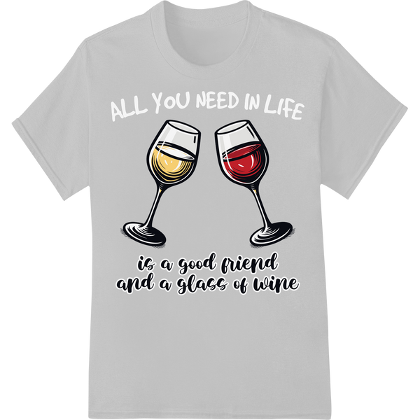 Cheers to Friendship: Elegant Wine Glass DTF Print Transfer on white shirt - SUPERDTF-DTF Prints-DTF Transfers-Custom DTF Prints