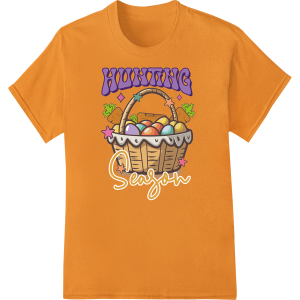 Retro Easter Basket DTF Print - Vintage Hunting Season on orange shirt - SUPERDTF-DTF Prints-DTF Transfers-Custom DTF Prints