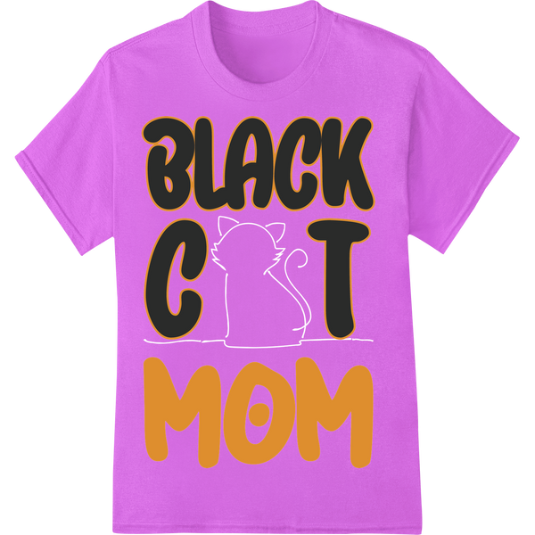 Purr-fect Gift for Cat Moms: 'BLACK CAT MOM' DTF Print on purple shirt - SUPERDTF-DTF Prints-DTF Transfers-Custom DTF Prints