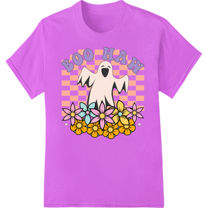 Spooky Cute Ghost with Floral Flair - Boo Haw Halloween showcasing advanced high-quality t-shirt printing technology