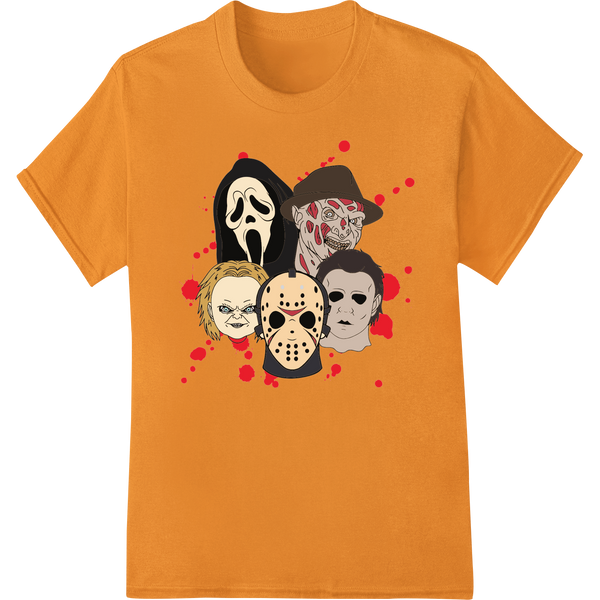 Iconic Horror Villains - Scary Halloween DTF Print Transfer on orange shirt - SUPERDTF-DTF Prints-DTF Transfers-Custom DTF Prints