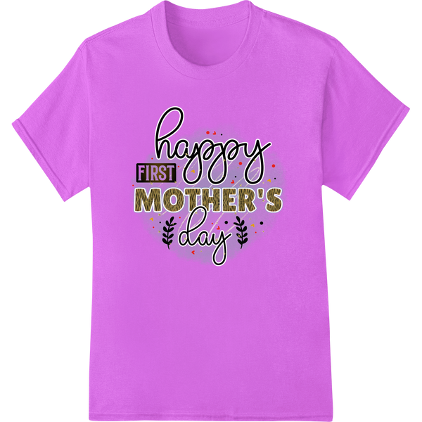 Celebrate Baby's First Mother's Day with Rustic Charm on purple shirt - SUPERDTF-DTF Prints-DTF Transfers-Custom DTF Prints