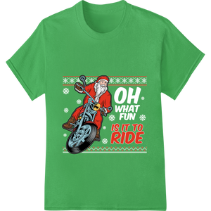 Innovative t shirt prints design on Cool Santa Motorcycle Christmas Heat Transfer