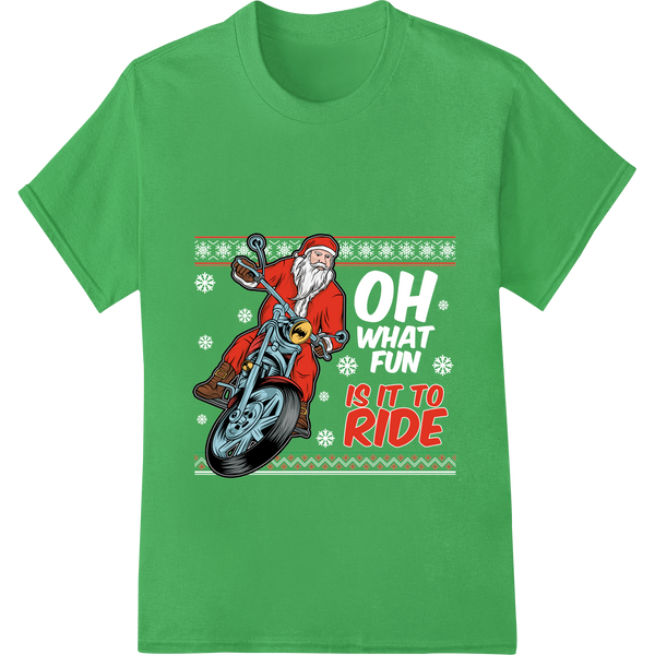 Innovative t shirt prints design on Cool Santa Motorcycle Christmas Heat Transfer