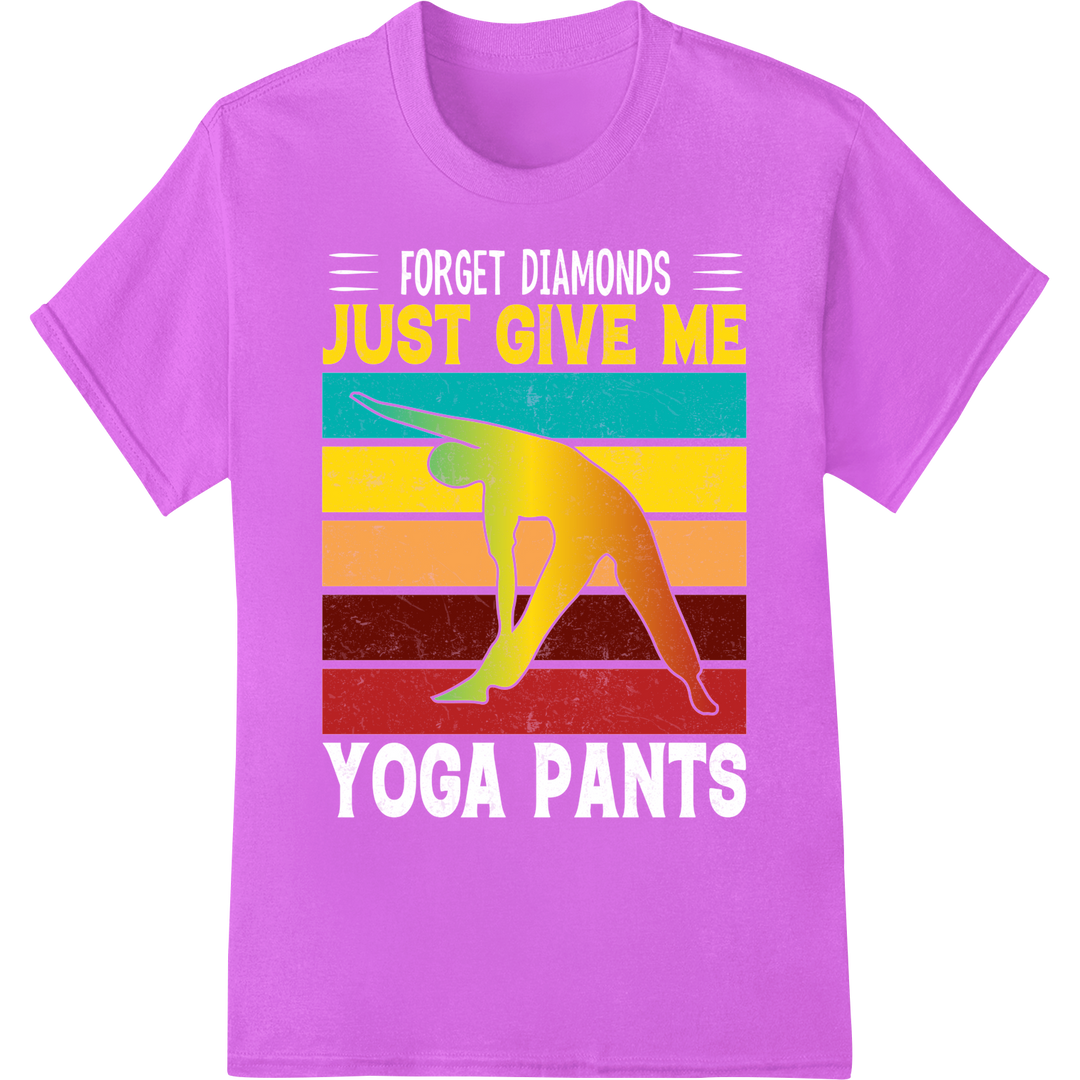 Empower Your Yoga Journey: Retro Silhouette DTF Print on purple shirt - SUPERDTF-DTF Prints-DTF Transfers-Custom DTF Prints