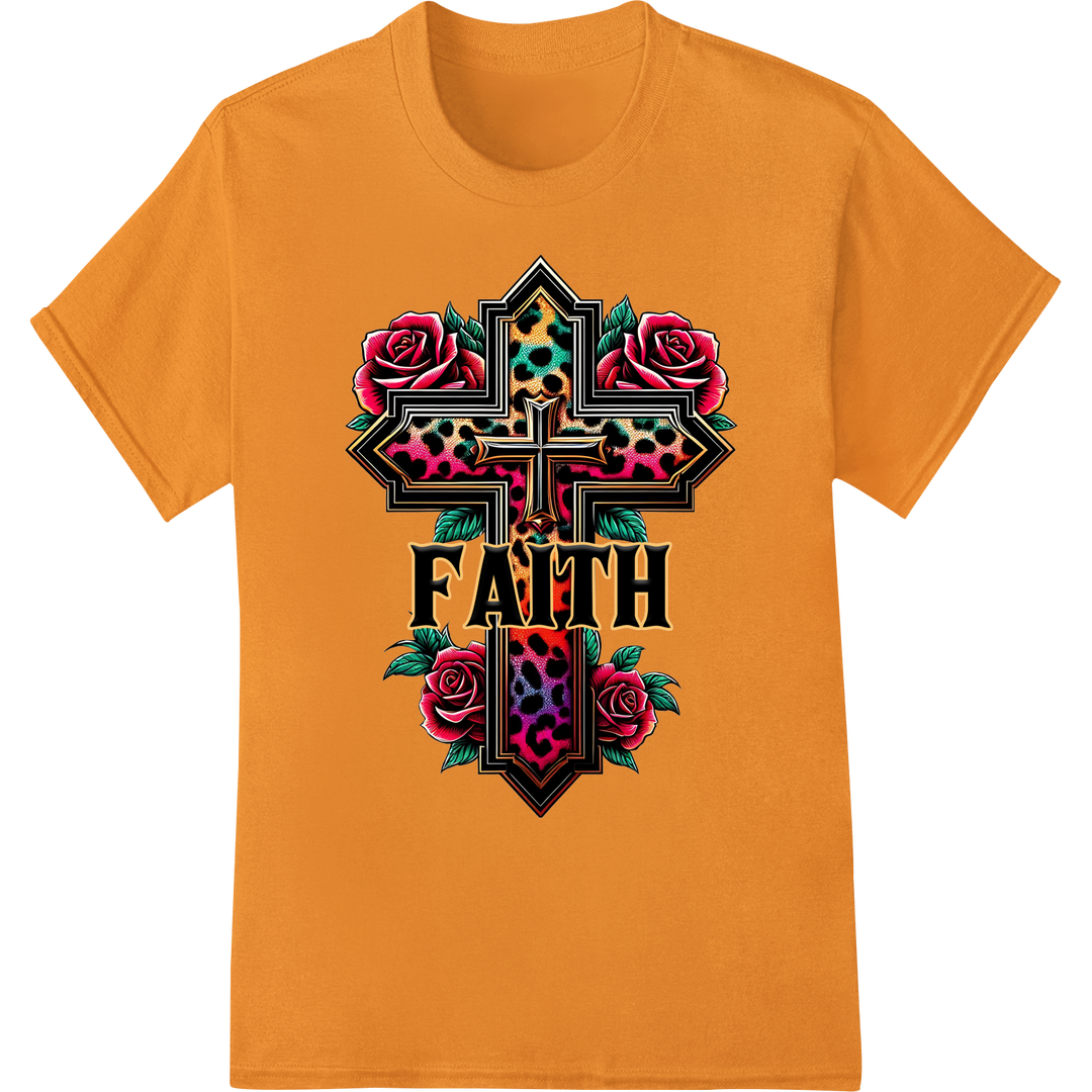 Bold Faith Cross DTF Heat Transfer Print | Christian Tees on orange shirt - SUPERDTF-DTF Prints-DTF Transfers-Custom DTF Prints