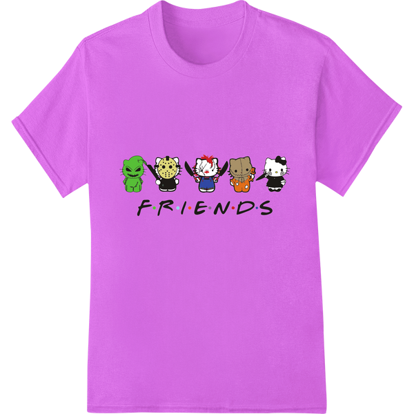 Cute Cartoon Kittens 'FRIENDS' DTF Print Heat Transfer on purple shirt - SUPERDTF-DTF Prints-DTF Transfers-Custom DTF Prints