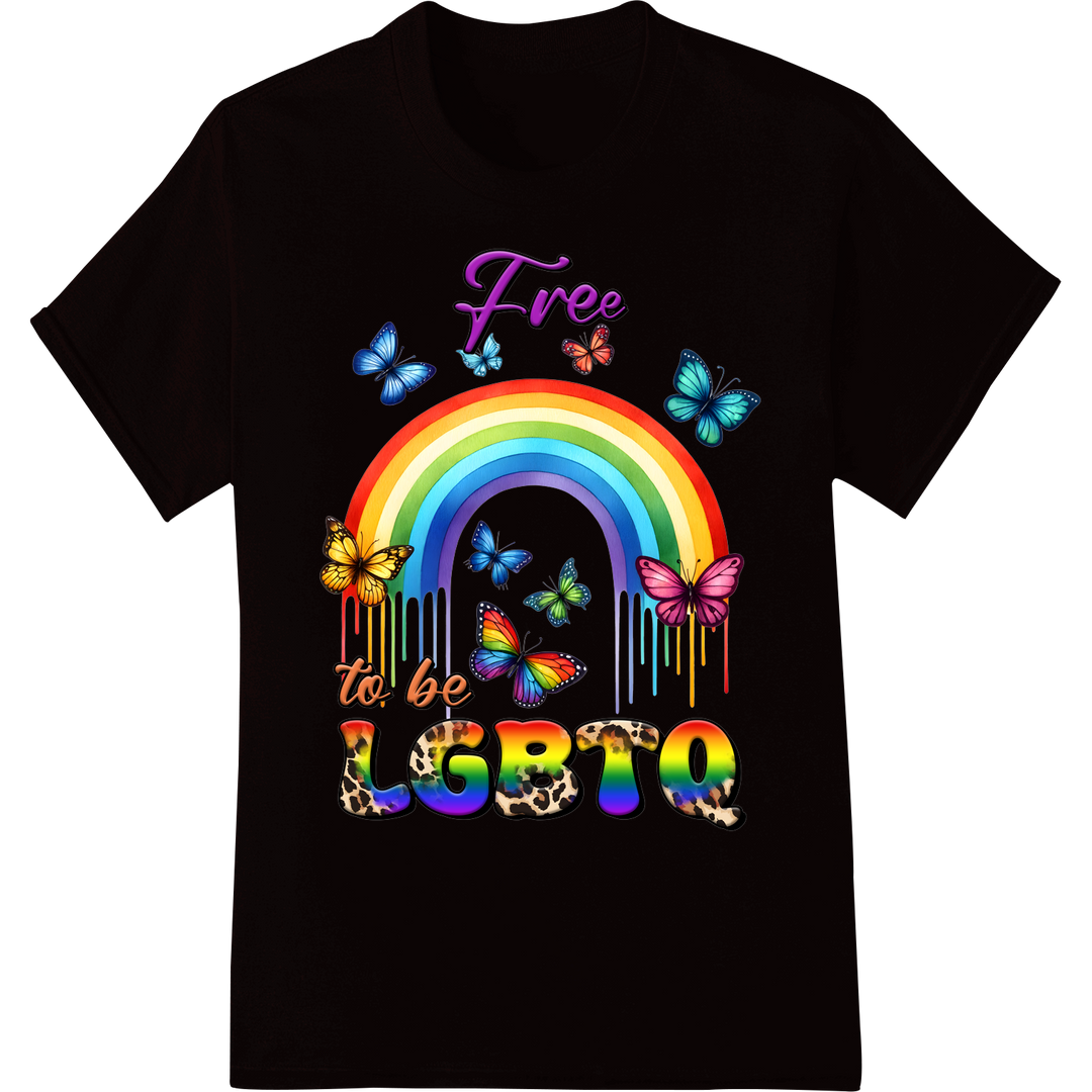 Free to be LGBTQ Pride Rainbow DTF Print Heat Transfer on black shirt - SUPERDTF-DTF Prints-DTF Transfers-Custom DTF Prints