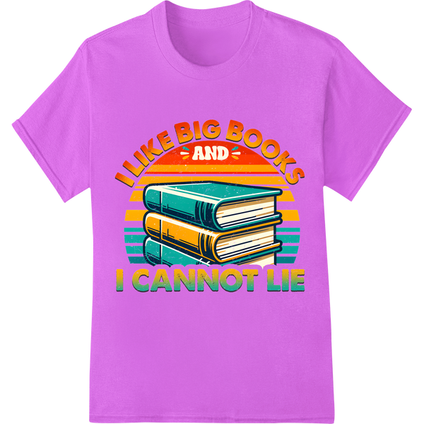 Witty Book Lover DTF Print: "I Like Big Books and I Cannot Lie" on purple shirt - SUPERDTF-DTF Prints-DTF Transfers-Custom DTF Prints