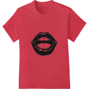 Premium quality customized apparel on Seductive Kiss: Bold Lip Print Heat Transfer by Super DTF