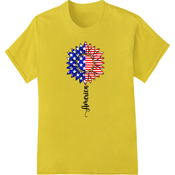 Patriotic Sunflower: Celebrate Independence Day in Style on yellow shirt - SUPERDTF-DTF Prints-DTF Transfers-Custom DTF Prints