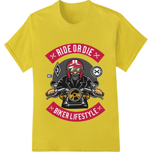 Ride or Die: Bold Biker Skull DTF Print Heat Transfer enhanced with professional DTF prints