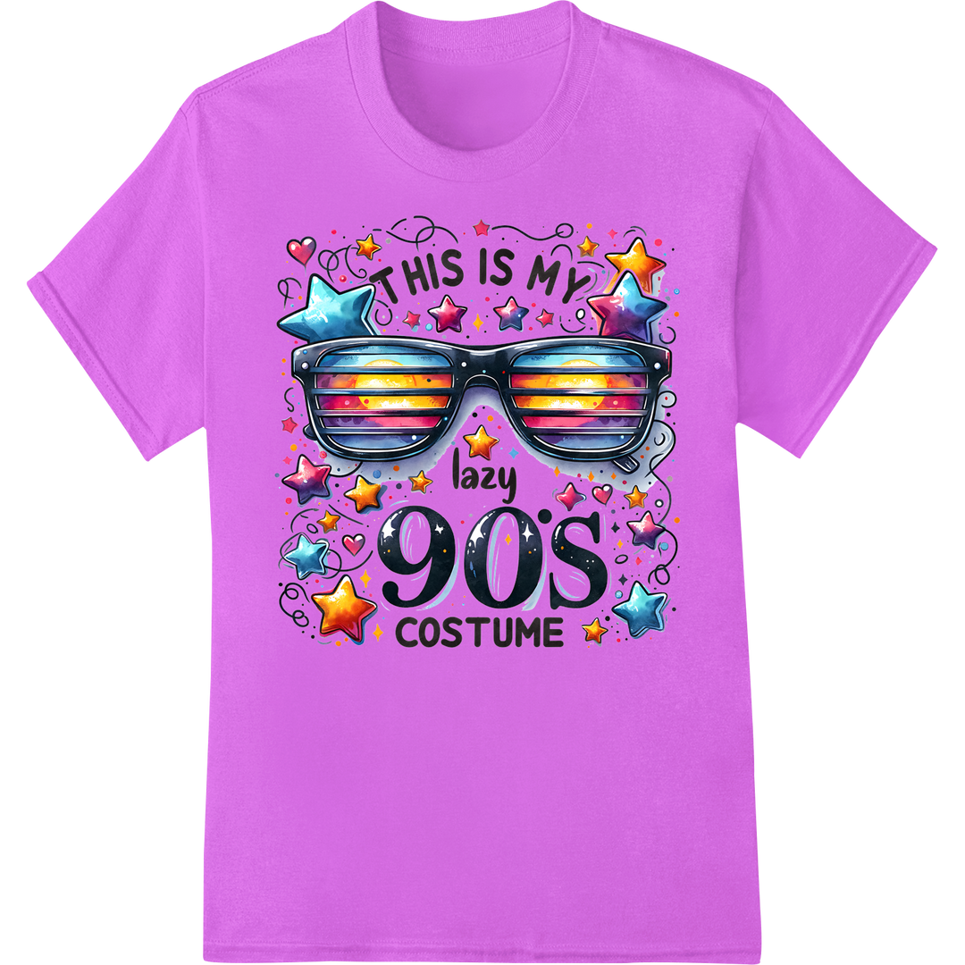 Retro 90s Sunglasses: Fun Nostalgic Costume Print Transfer on purple shirt - SUPERDTF-DTF Prints-DTF Transfers-Custom DTF Prints