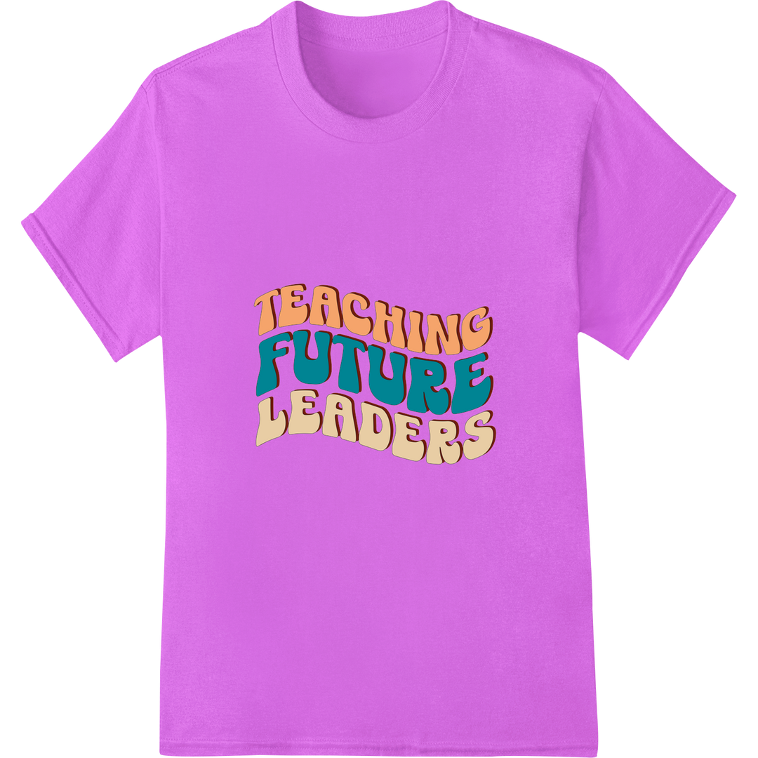 Retro 'Teaching Future Leaders' DTF Print Heat Transfer on purple shirt - SUPERDTF-DTF Prints-DTF Transfers-Custom DTF Prints