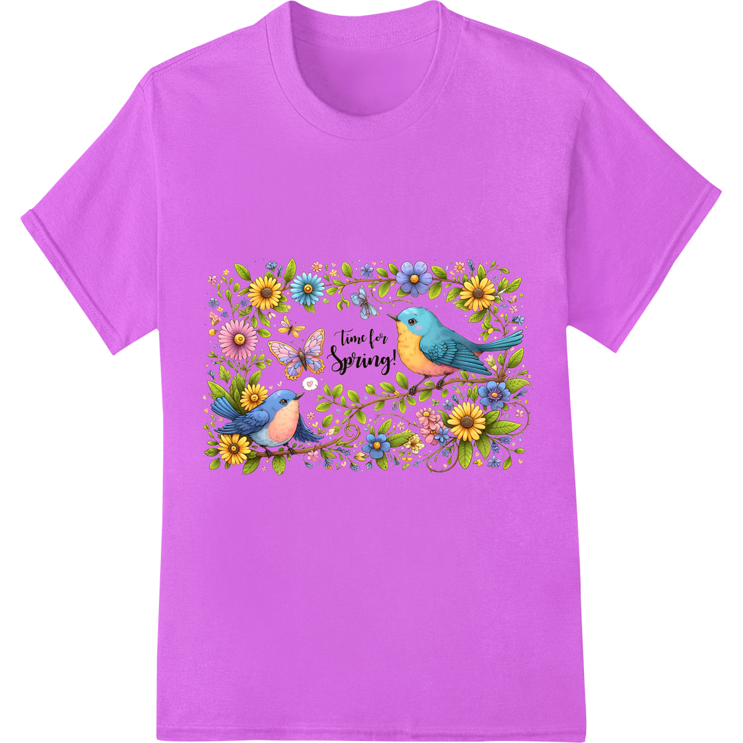 Enchanting Spring Bloom: Vibrant Floral DTF Heat Transfer on purple shirt - SUPERDTF-DTF Prints-DTF Transfers-Custom DTF Prints