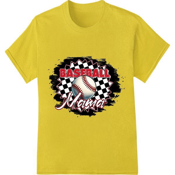 Bold 'Baseball Mama' DTF Print Heat Transfer - Mother's Day Gift on yellow shirt - SUPERDTF-DTF Prints-DTF Transfers-Custom DTF Prints