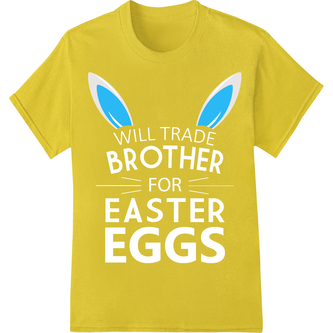 Hop Into Easter with Adorable Bunny Ears DTF Print on yellow shirt - SUPERDTF-DTF Prints-DTF Transfers-Custom DTF Prints