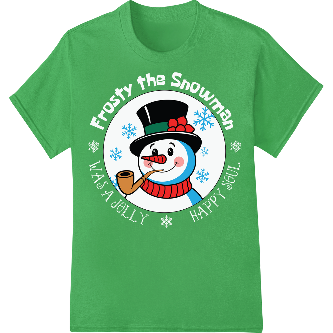 Adorable Snowman Heat Transfer Print | Christmas Cheer on green shirt - SUPERDTF-DTF Prints-DTF Transfers-Custom DTF Prints