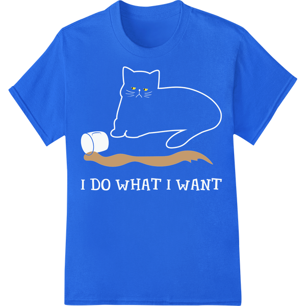 Purr-fect Cat Silhouette DTF Print Heat Transfer on blue shirt - SUPERDTF-DTF Prints-DTF Transfers-Custom DTF Prints