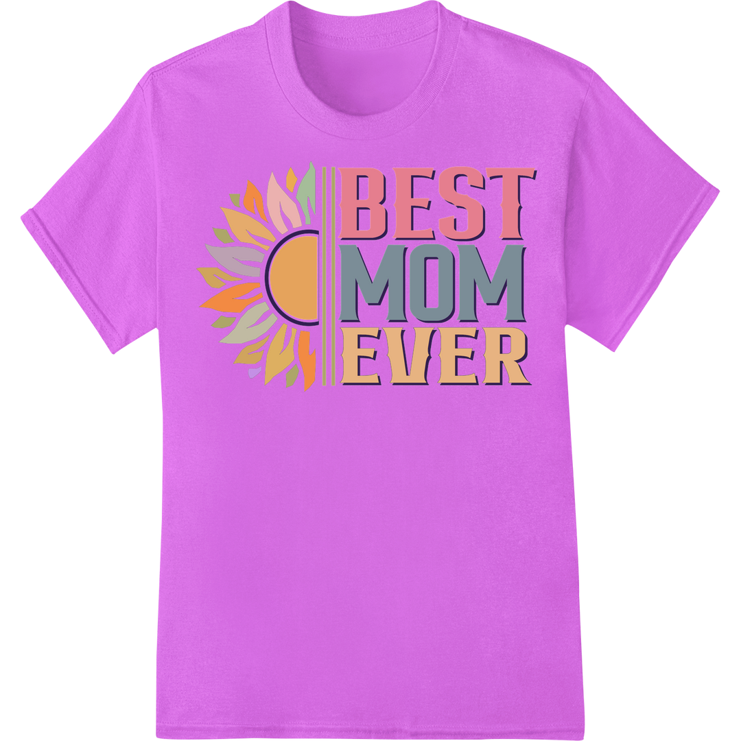 Retro Floral 'BEST MOM EVER' DTF Print Heat Transfer on purple shirt - SUPERDTF-DTF Prints-DTF Transfers-Custom DTF Prints