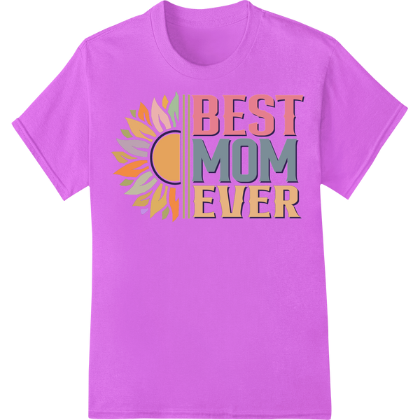 Retro Floral 'BEST MOM EVER' DTF Print Heat Transfer on purple shirt - SUPERDTF-DTF Prints-DTF Transfers-Custom DTF Prints