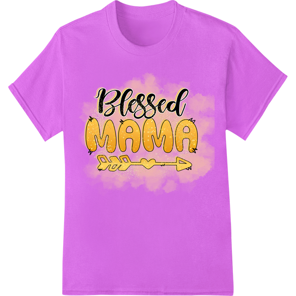 Blessed Mama: Celebrate Motherhood with Heartfelt Style on purple shirt - SUPERDTF-DTF Prints-DTF Transfers-Custom DTF Prints