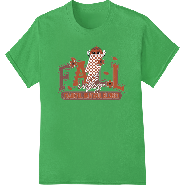 Fall in Love with Gratitude: Thankful Grateful Blessed on green shirt - SUPERDTF-DTF Prints-DTF Transfers-Custom DTF Prints