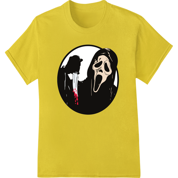 Ghostface Silhouette - Terrifying DTF Print Heat Transfer on yellow shirt - SUPERDTF-DTF Prints-DTF Transfers-Custom DTF Prints