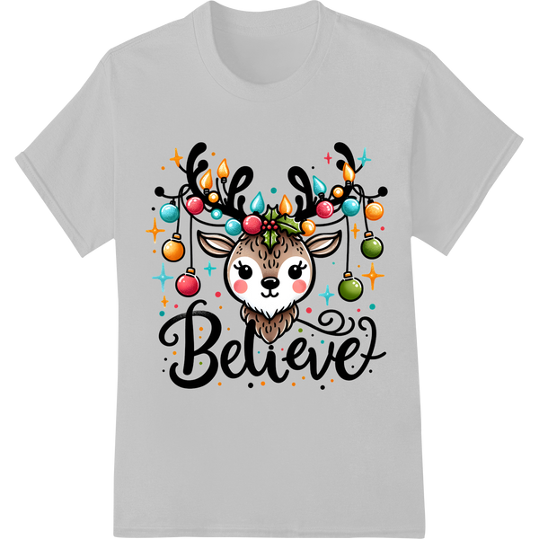 Adorable Reindeer with Ornaments DTF Print Heat Transfer on white shirt - SUPERDTF-DTF Prints-DTF Transfers-Custom DTF Prints