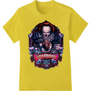 Sinister Clown: Halloween Horror DTF Print Heat Transfer featuring professional vibrant DTF prints