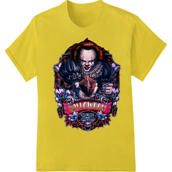 Sinister Clown: Halloween Horror DTF Print Heat Transfer featuring professional vibrant DTF prints