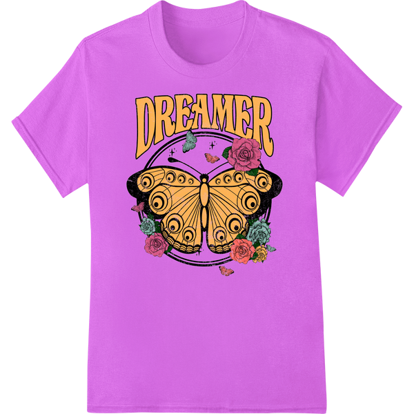 Dreamer: Inspire Wonder with This Enchanting Butterfly on purple shirt - SUPERDTF-DTF Prints-DTF Transfers-Custom DTF Prints