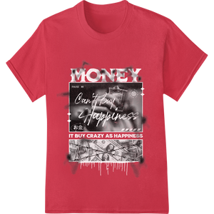 Can't Buy Happiness: Inspiring DTF Print Heat Transfer made with premium bulk t-shirt printing