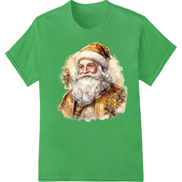 Jolly St. Nick: Festive Santa Portrait for DTF Transfers on green shirt - SUPERDTF-DTF Prints-DTF Transfers-Custom DTF Prints