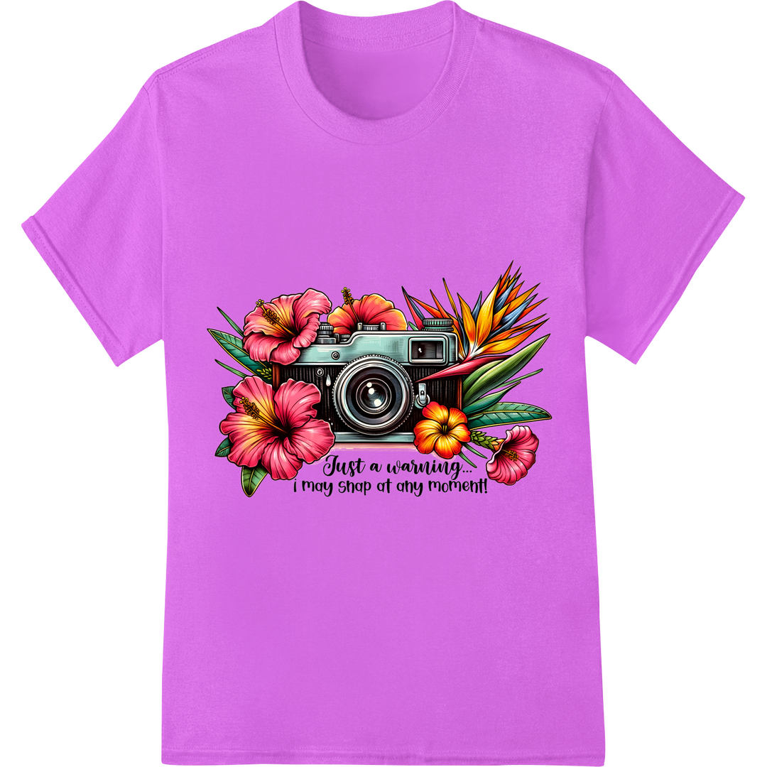 Vintage Camera Floral Paradise DTF Print Heat Transfer on purple shirt - SUPERDTF-DTF Prints-DTF Transfers-Custom DTF Prints