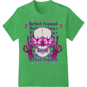 Rebel Squad Butterfly Skull 'Fuck the Rules' DTF Print featuring professional custom t-shirts