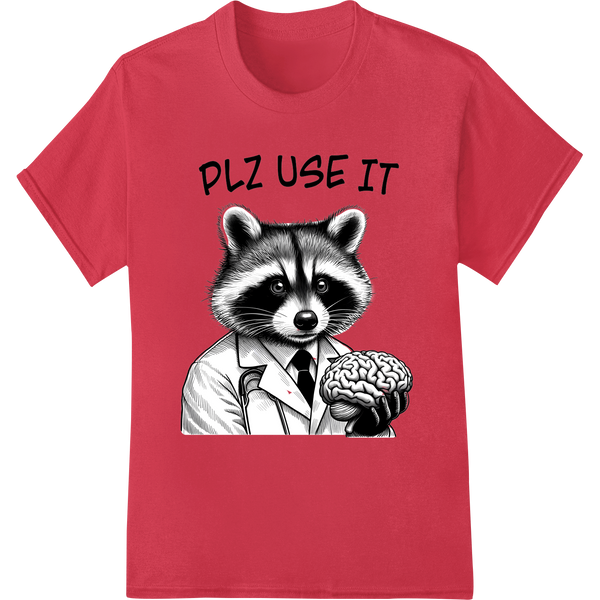 Witty Raccoon Scientist DTF Print Heat Transfer | Funny on red shirt - SUPERDTF-DTF Prints-DTF Transfers-Custom DTF Prints