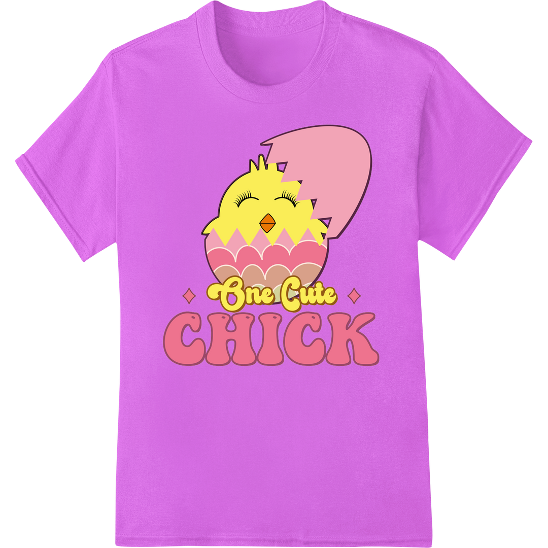 Retro Easter Chick DTF Print Heat Transfer | Vintage Spring on purple shirt - SUPERDTF-DTF Prints-DTF Transfers-Custom DTF Prints