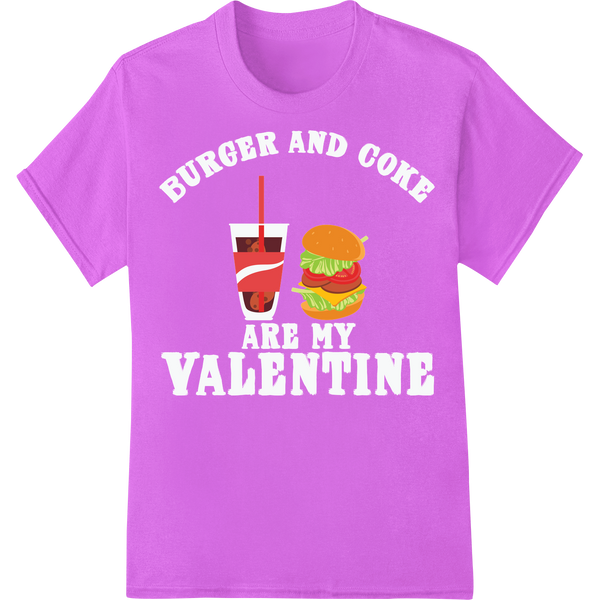 Savor the Flavor: Mouthwatering Burger & Soda DTF Print on purple shirt - SUPERDTF-DTF Prints-DTF Transfers-Custom DTF Prints