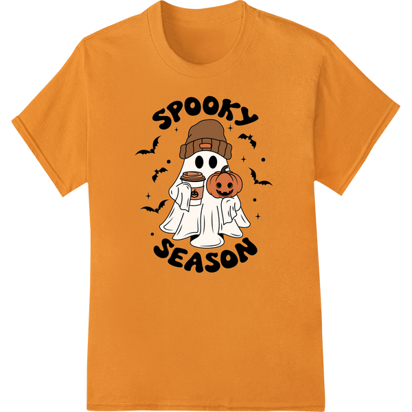 Adorable Ghost Ready for a Spooky Halloween Season on orange shirt - SUPERDTF-DTF Prints-DTF Transfers-Custom DTF Prints