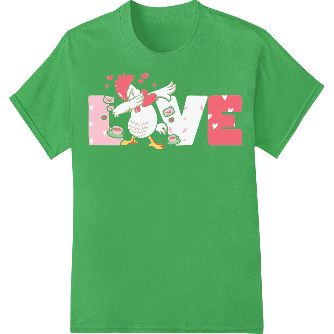 Adorable Valentine's Day Farm Animals DTF Print Transfer on green shirt - SUPERDTF-DTF Prints-DTF Transfers-Custom DTF Prints