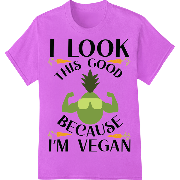 Flex Your Vegan Muscles Funny Pineapple DTF Print Design showcasing advanced customized apparel technology