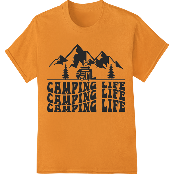 Embrace the Outdoors: 'Camping Life' DTF Print Heat Transfer on orange shirt - SUPERDTF-DTF Prints-DTF Transfers-Custom DTF Prints