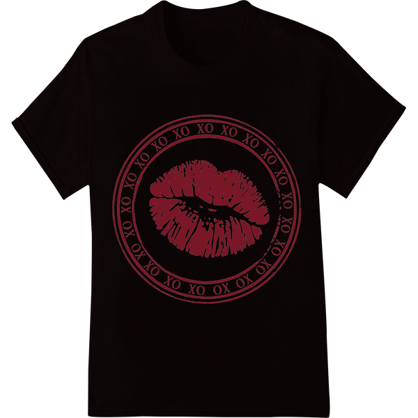 Sealed with a Kiss: Valentine's Day Lip Print DTF Transfer on black shirt - SUPERDTF-DTF Prints-DTF Transfers-Custom DTF Prints