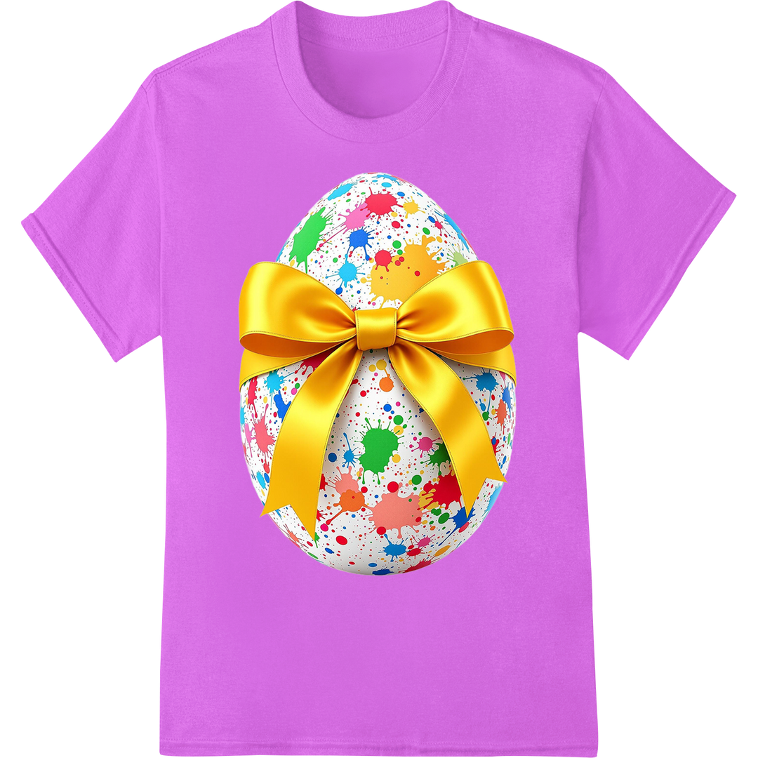 Vibrant Easter Egg Splatter DTF Print Heat Transfer on purple shirt - SUPERDTF-DTF Prints-DTF Transfers-Custom DTF Prints