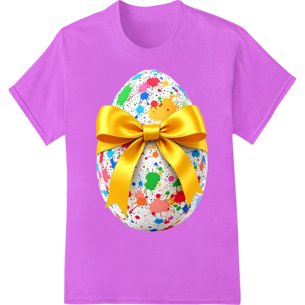 Vibrant Easter Egg Splatter DTF Print Heat Transfer on purple shirt - SUPERDTF-DTF Prints-DTF Transfers-Custom DTF Prints